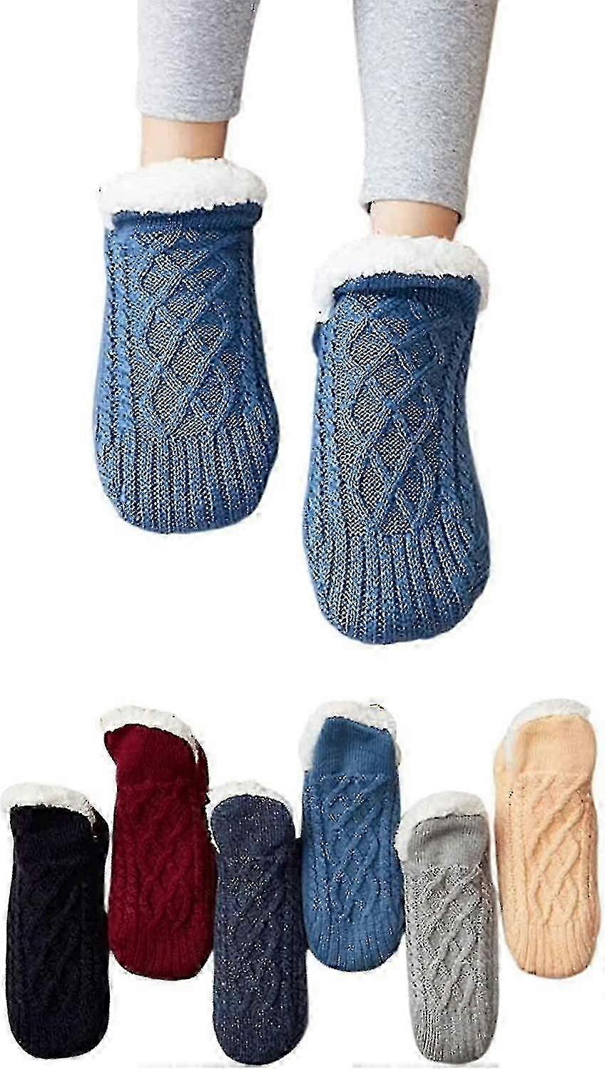 Herr Mjuk Varm Mysig Fluffig Fleece Strumpor, Jul Halkfria Inomhus Tofflor