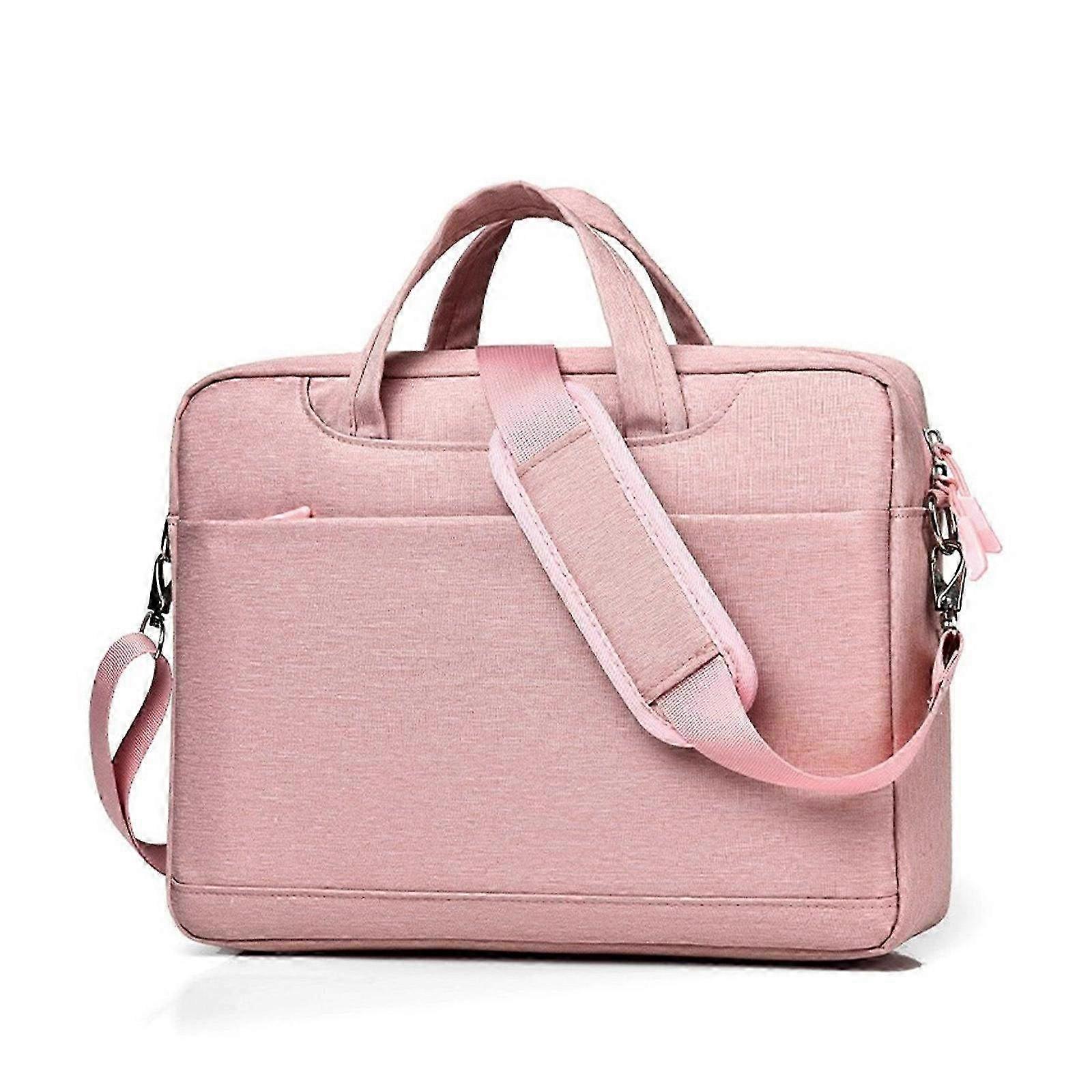 Bolsa de mensageiro durável para laptop resistente à água para notebook de 14 / 15,6 polegadas com vários compartimentos, estojo de transporte profissional rosa de 14 polegadas