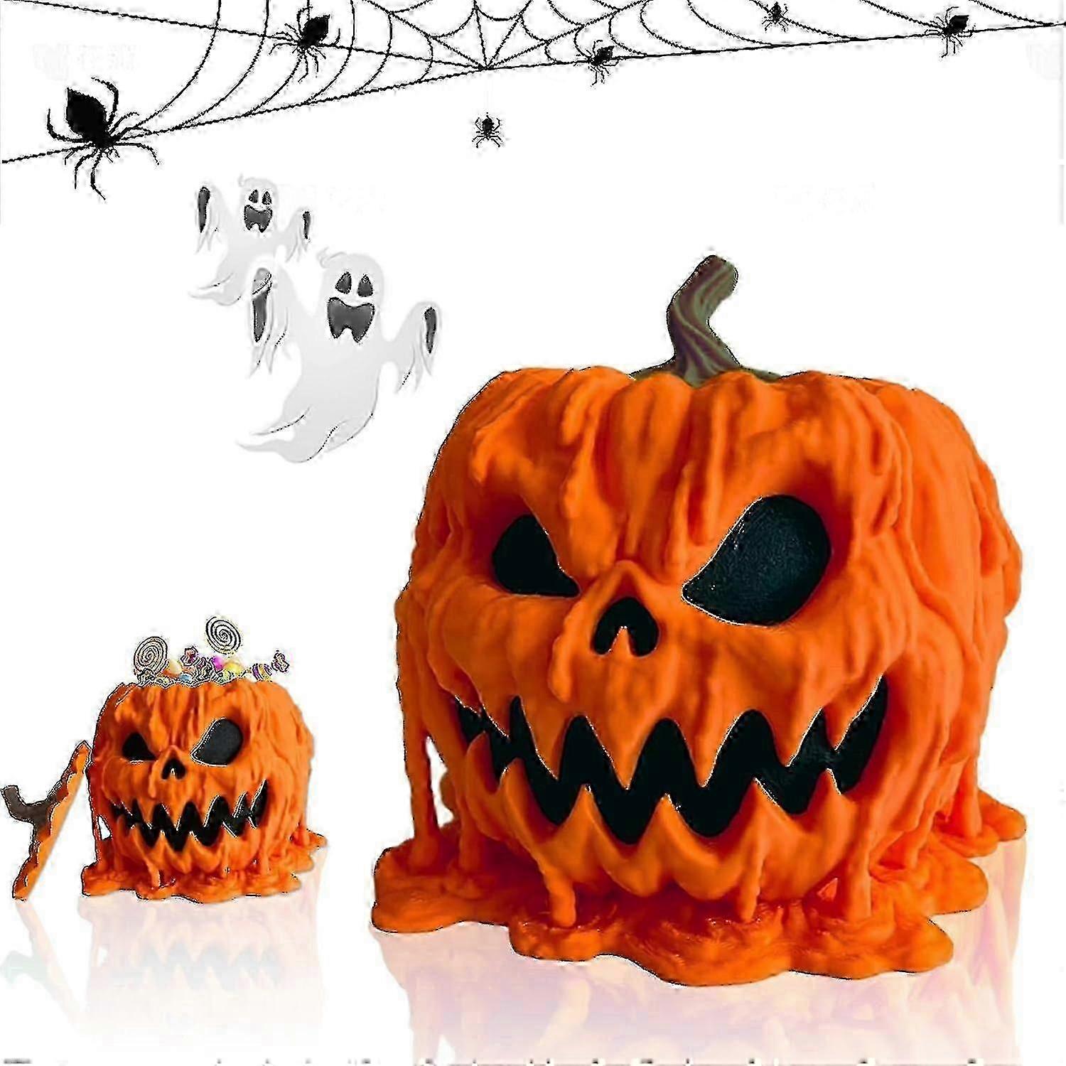 ハロウィンパンプキンキャンディーボウル、蓋付き、ハロウィーンデコレーション用樹脂スカルパンプキンボウル