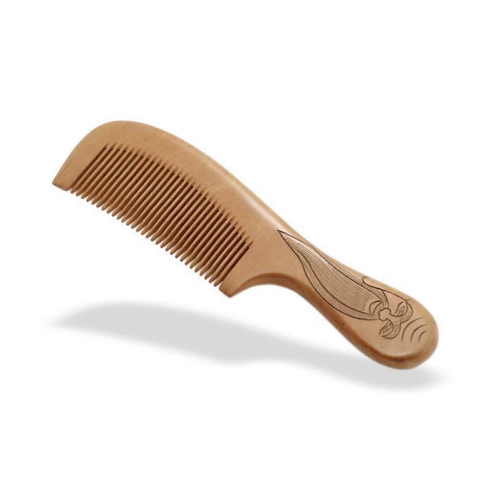 Wooden Comb Portable Straight Wooden Comb with Peach Blossom Design for Men, Home Use, 1 Piece, 3-Inch Size