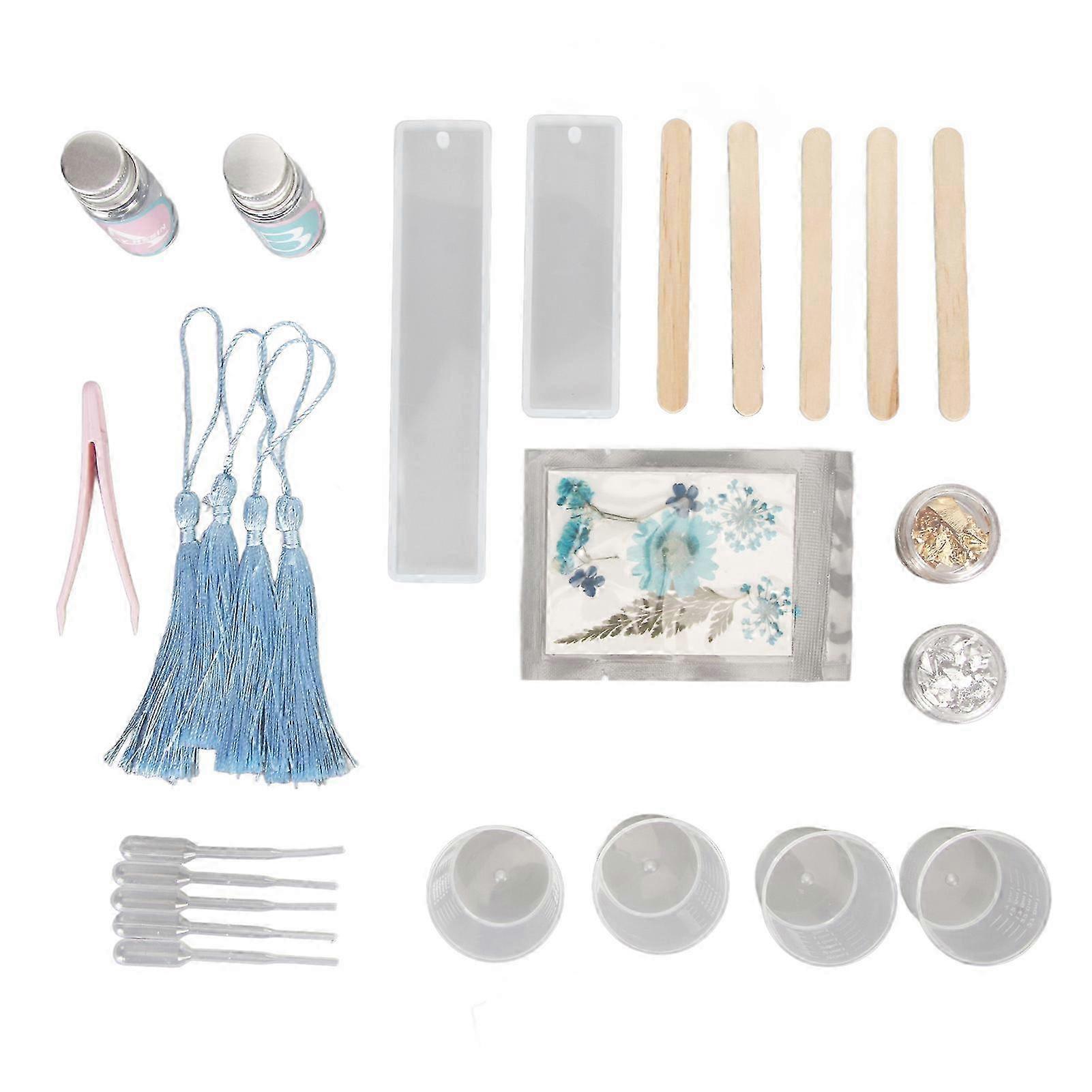 Reusable Tear-Resistant Bookmark Mold Kit with Tassels for DIY Handmade Decoration in Blue