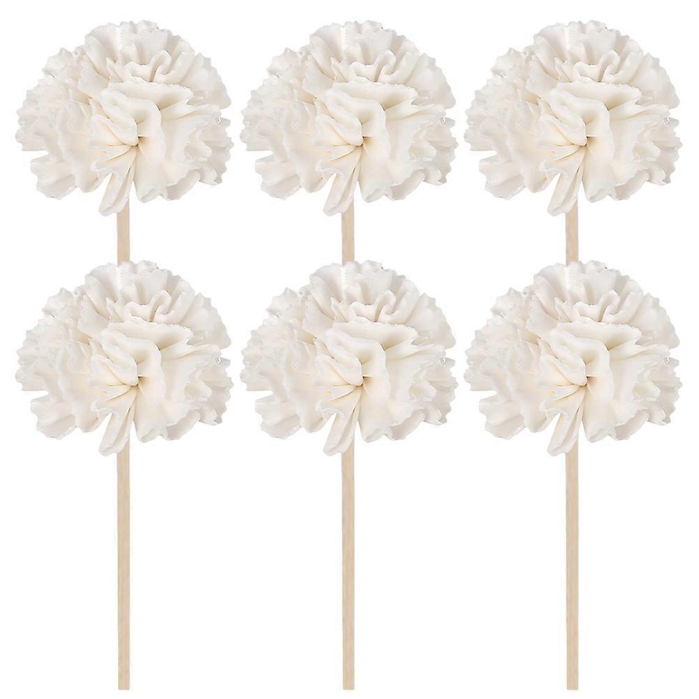 6pcs Rattan Aroma Diffuser Sticks with Artificial Flower Design for Home, Office, and Car Use – Natural Material, Refill for Essential Oil Diffusers,