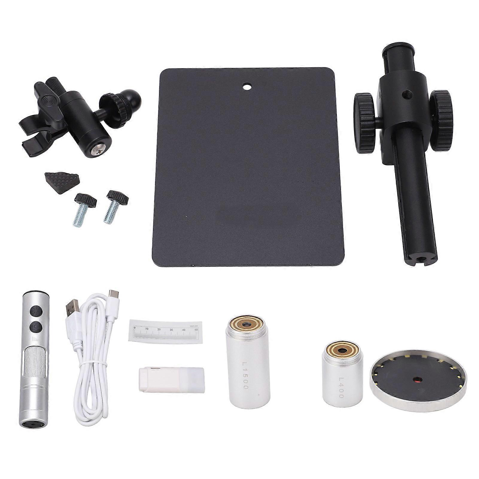 1200MP Digital Microscope USB High-Precision Magnifier Advanced L750 Lens L400 Telephoto L1500 High Magnification with Ring Light for Chip Inspectio