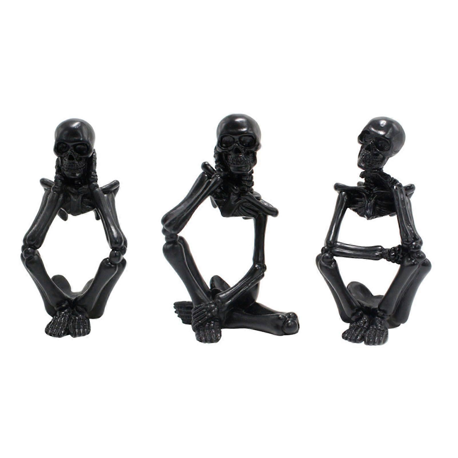 2025 Latest Model  3Pcs Skeleton Thinker Statue Mini Figurines Small Resin