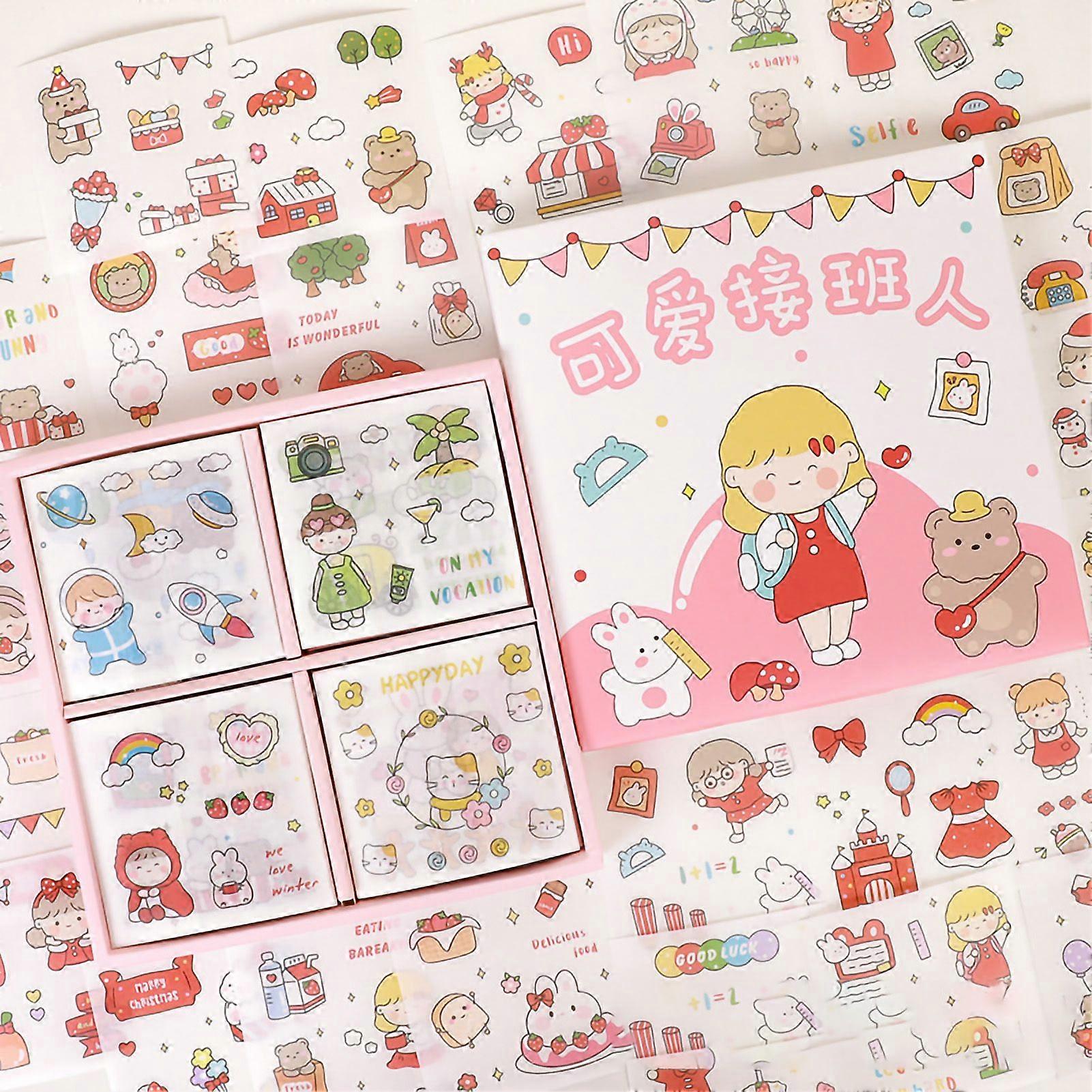 2025 Latest Model  Notebook Sticker 100 Pieces Delicate Cute Cartoon Pattern