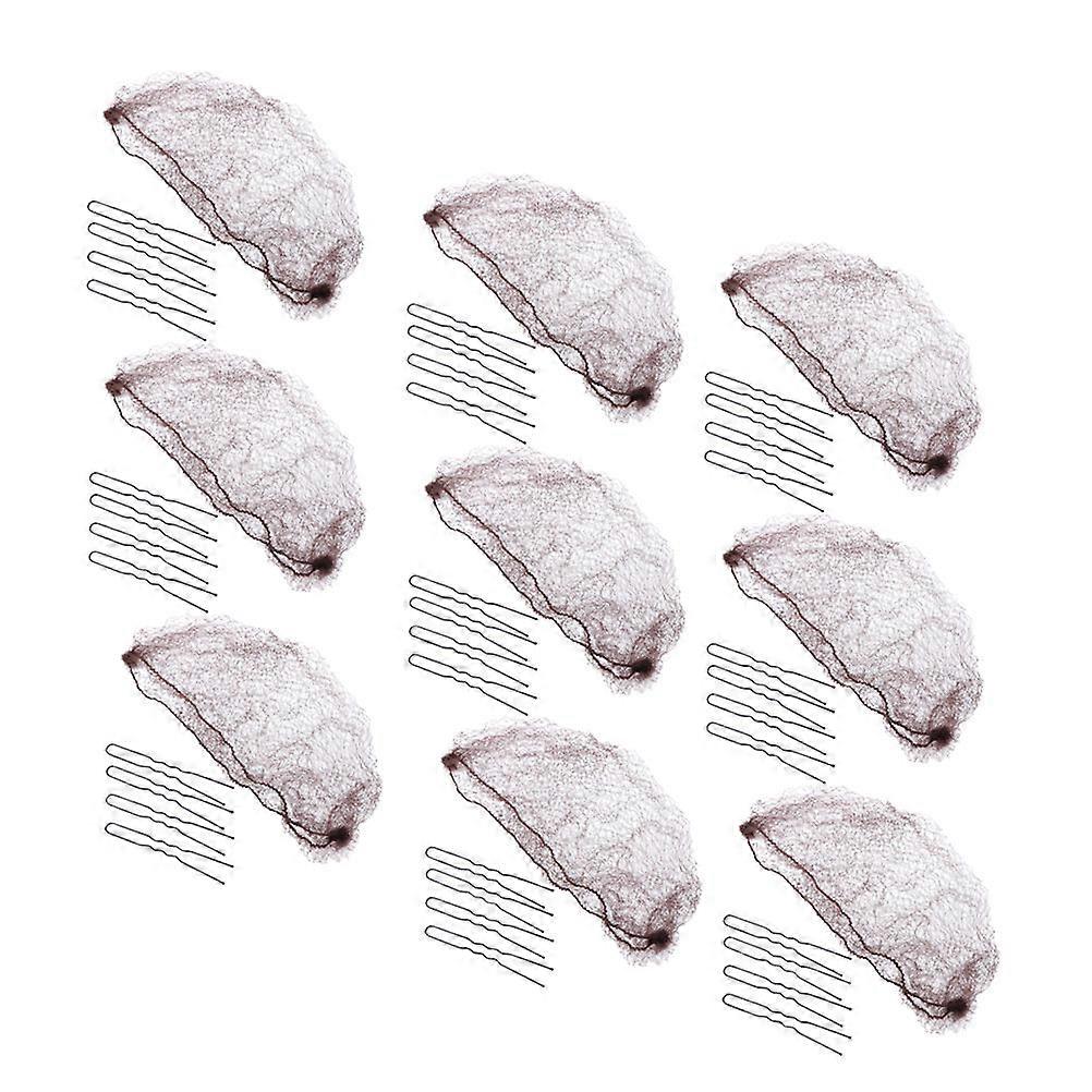 Bun Net for Hair Nylon Invisible Elastic Mesh Lightweight Accessory for Nurses Bank Clerks 50cm Coffee 50Pcs