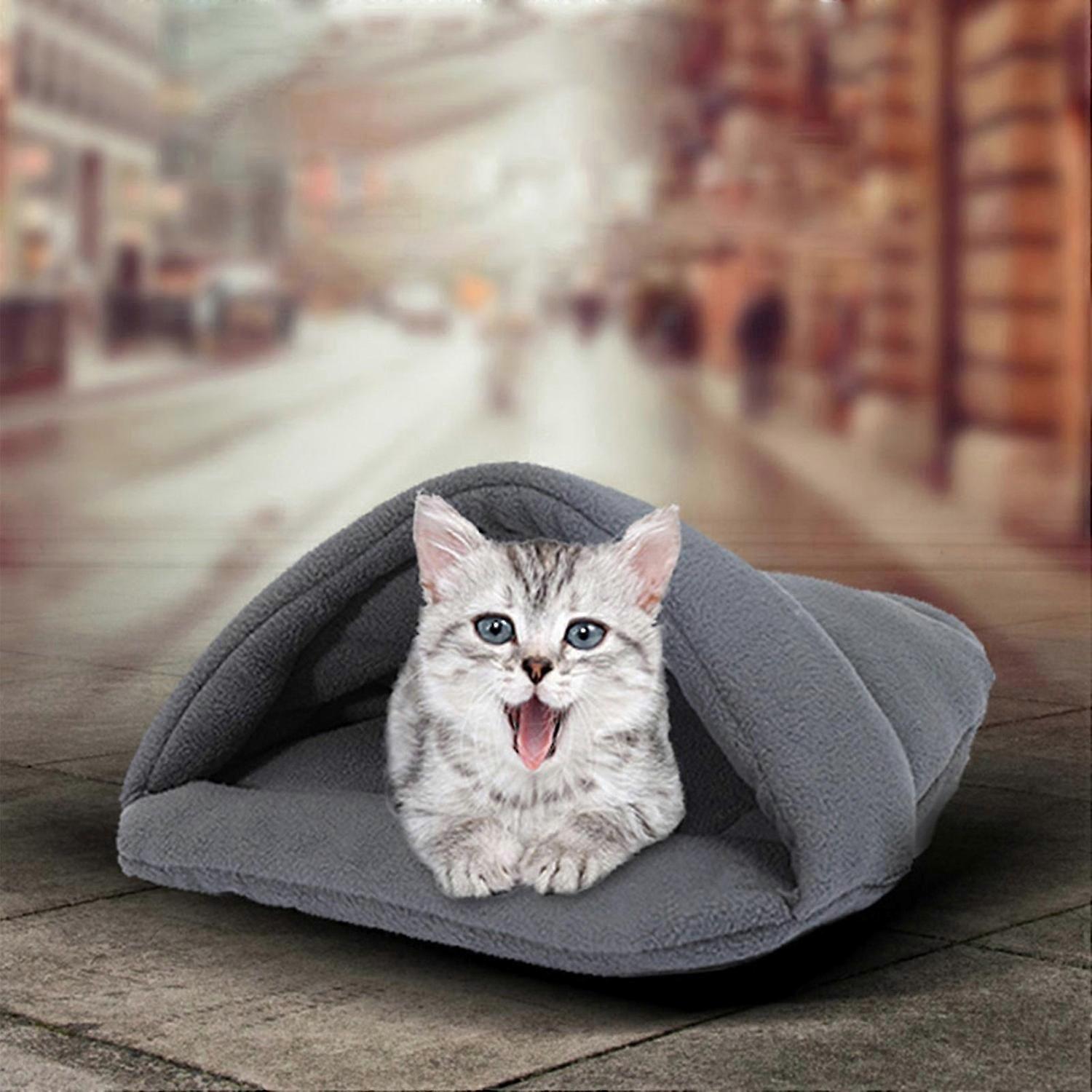 Warm Cat House, Soft Padded Cat House, Cat Sleeping Bag, Cozy Pet Nest, Soft Closed Bed With Cat Hol