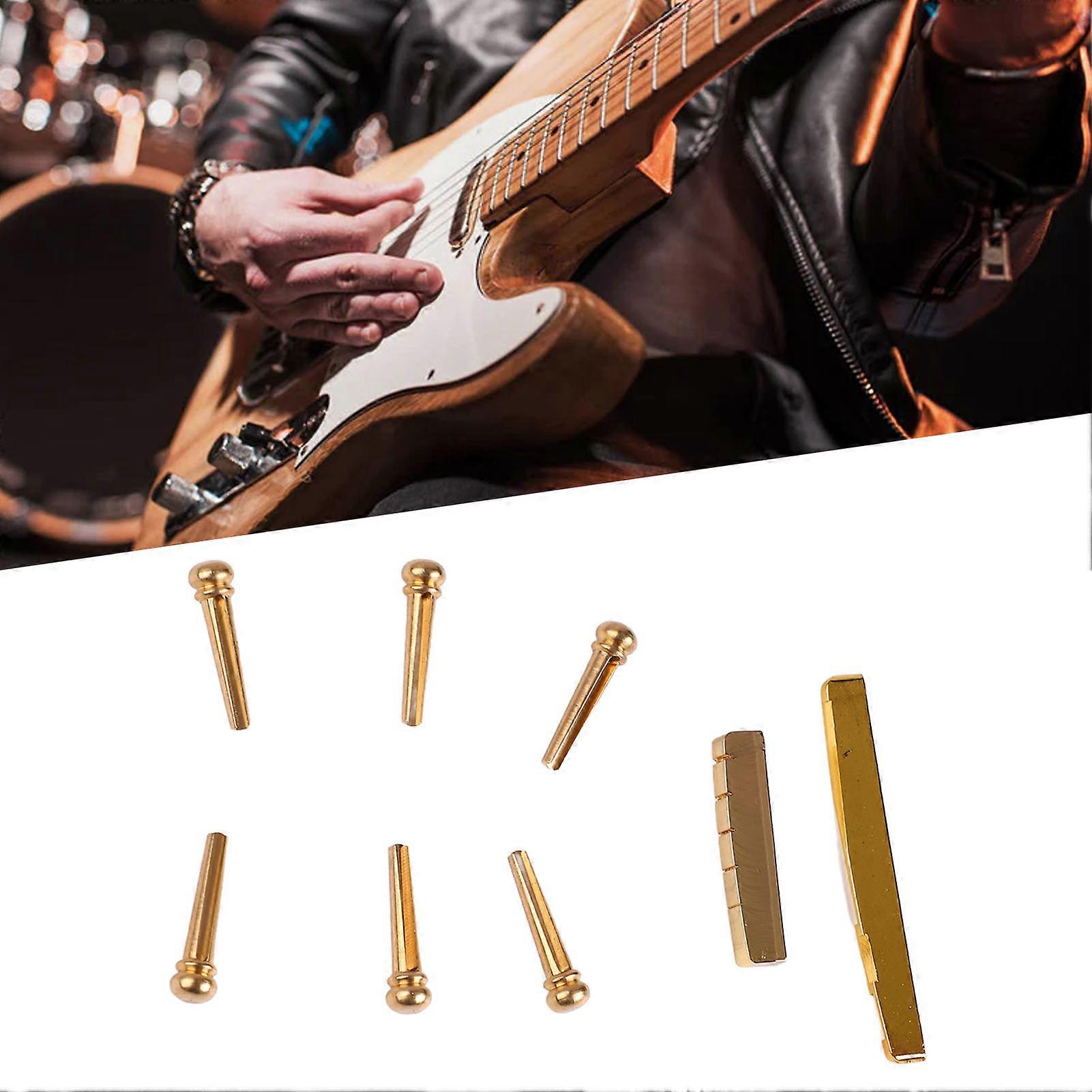 Gitarrenzubehör Set Steg Wirbelmutter Sattel Instrument Part Kit für Akustikgitarren 