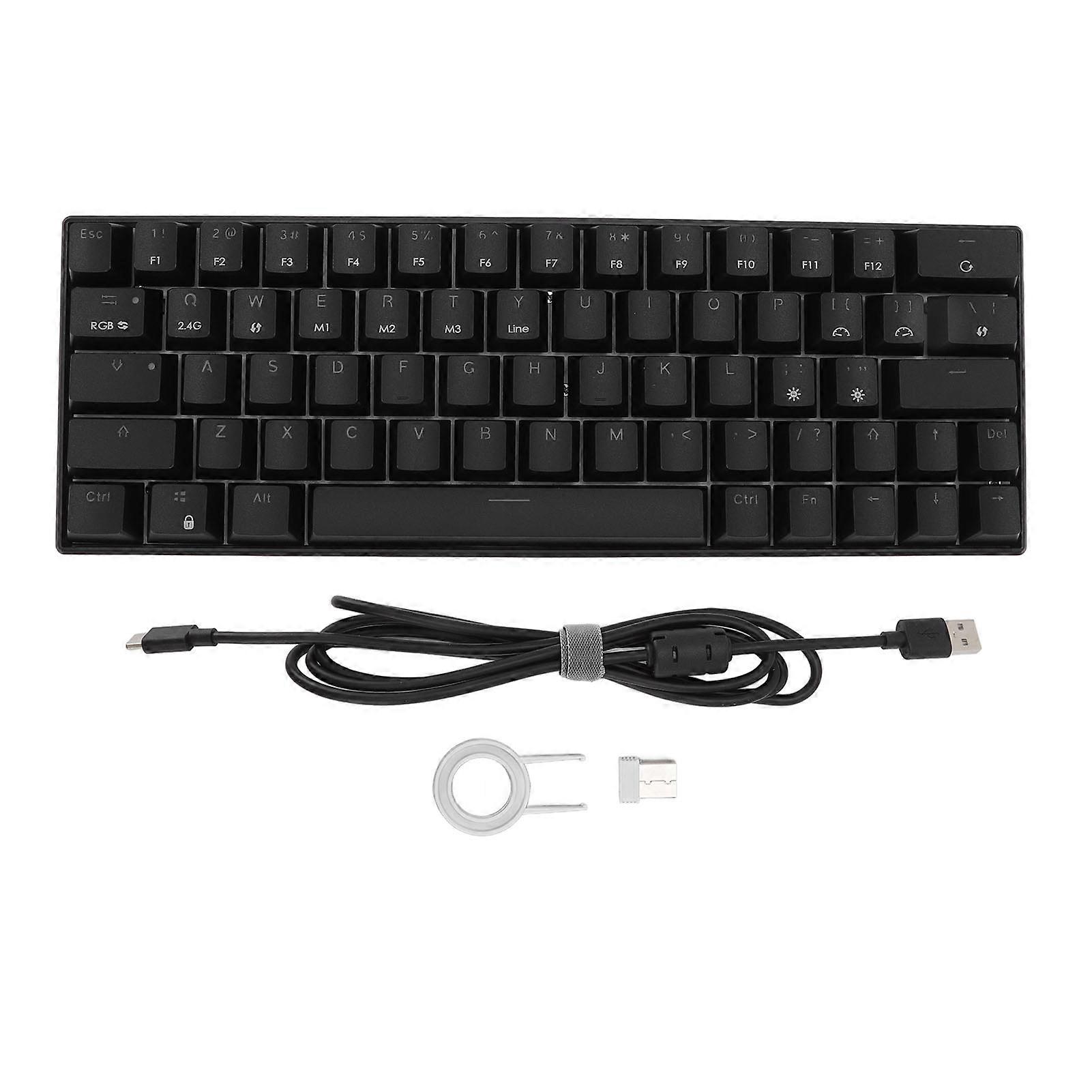 64 Keys RGB Wireless 2.4G BT3.0 5.0 Type C Wired Connection Ergonomic Black Mechanical Keyboard