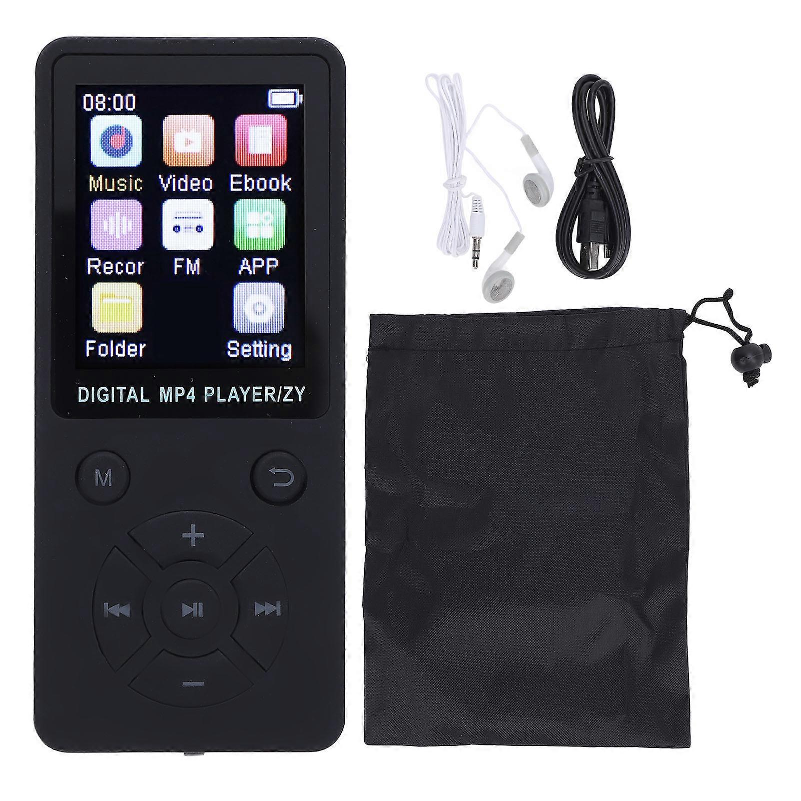 Black Portable HiFi MP3 Player with Bluetooth 5.0, 1.8" Screen, for Running & Cycling