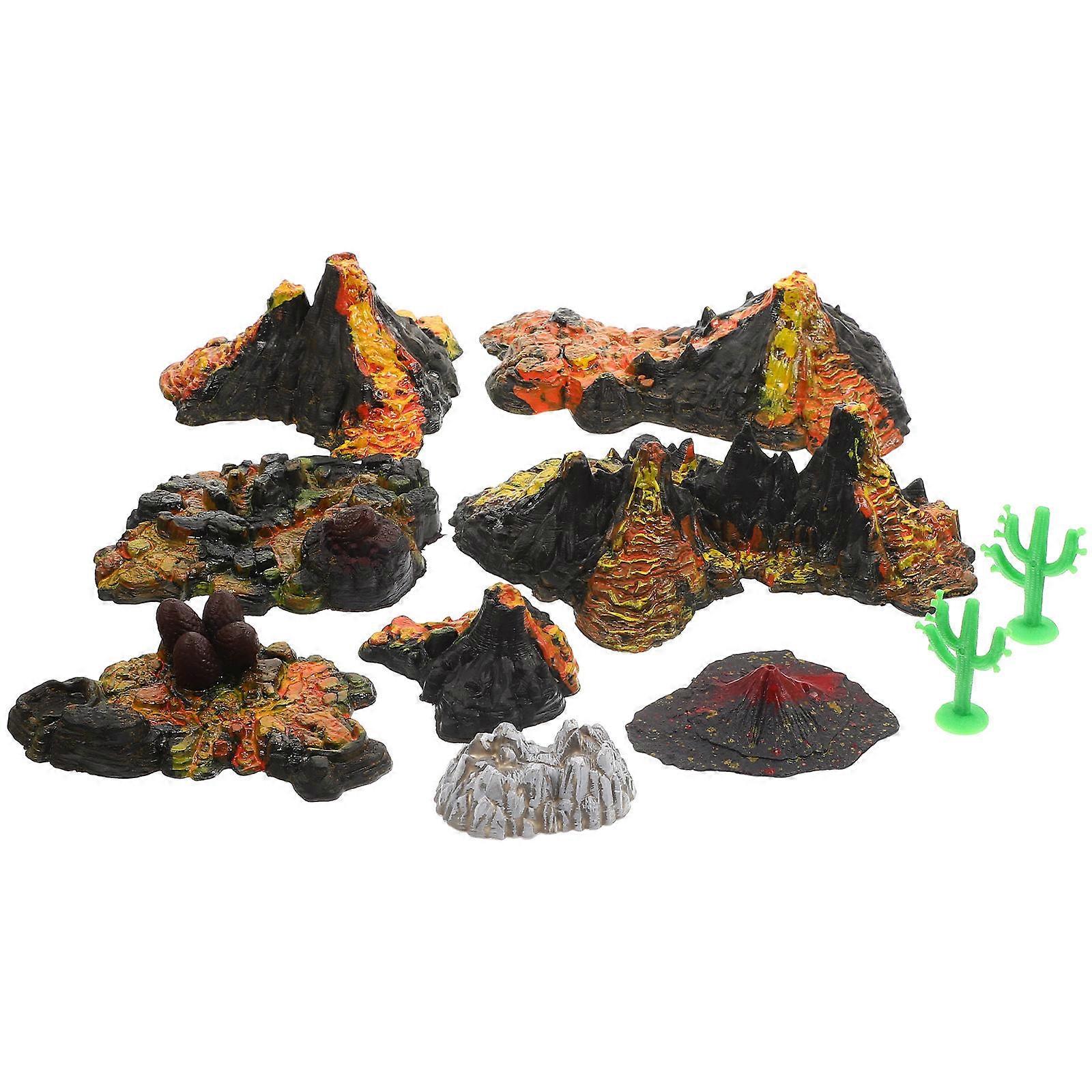 Micro Landscape Volcanic Model Set with Animal Scene Decorations – Stable Base Volcano Statues for Home Office Table Display and Educational Purposes