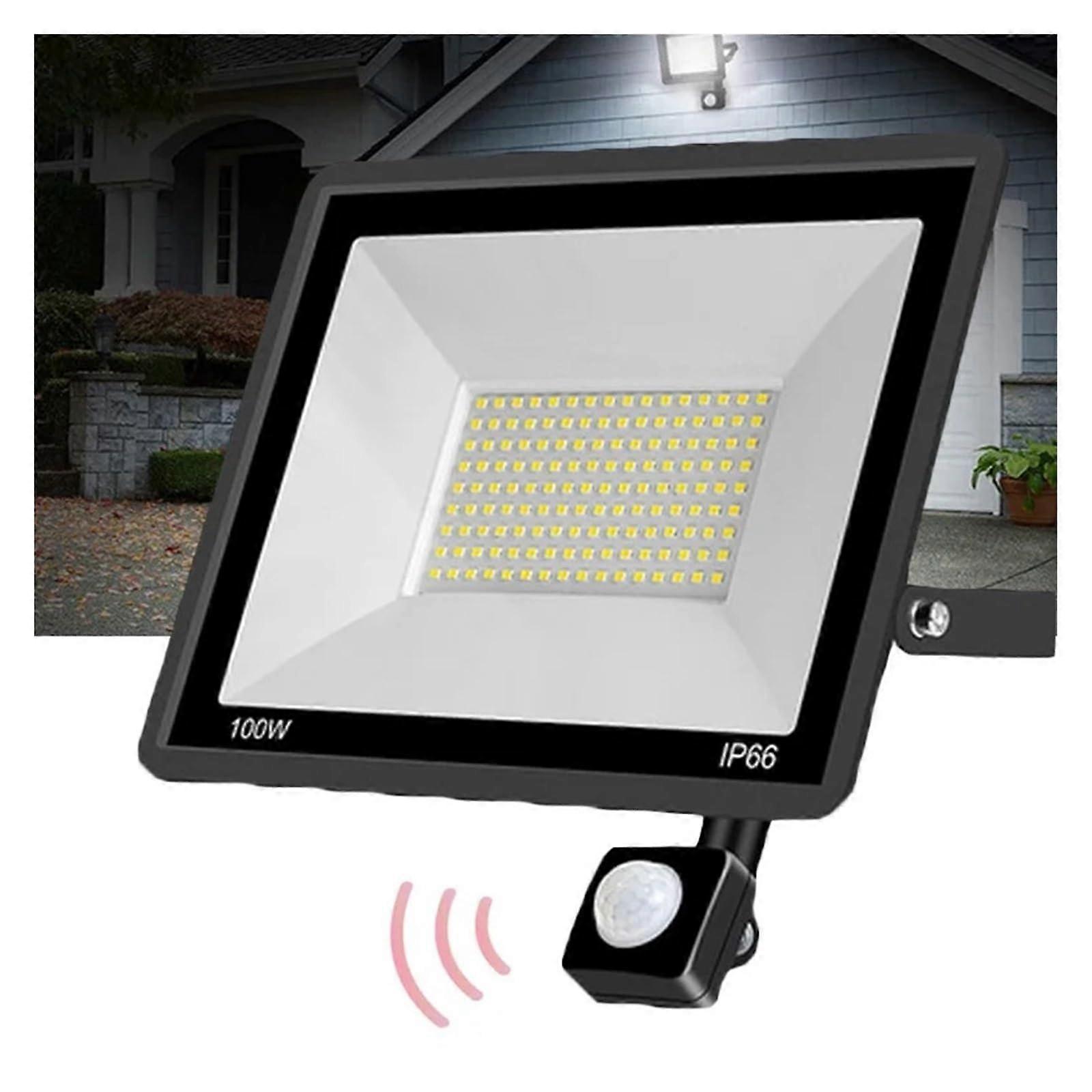 Floodlight, LED with PIR Motion Sensor Waterproof 50W Black  White Light