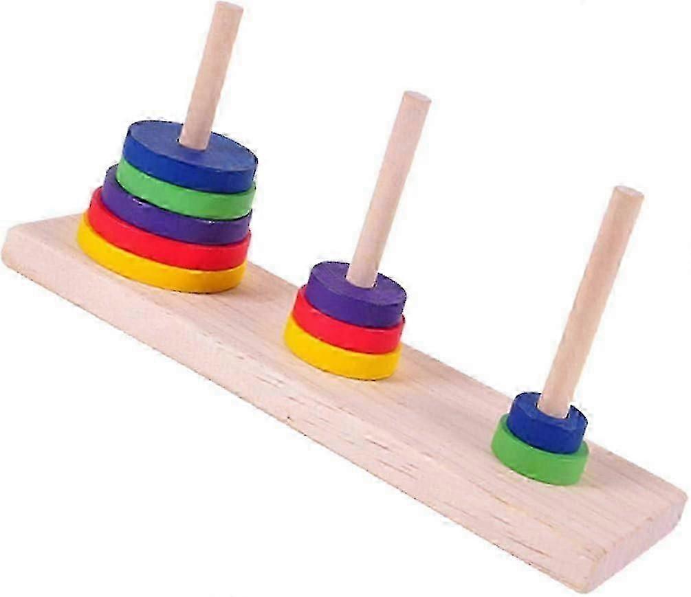 Board Game Wooden Brain Puzzle Tower of Hanoi Classic Tower River Bamboo Unlock Puzzle 0619