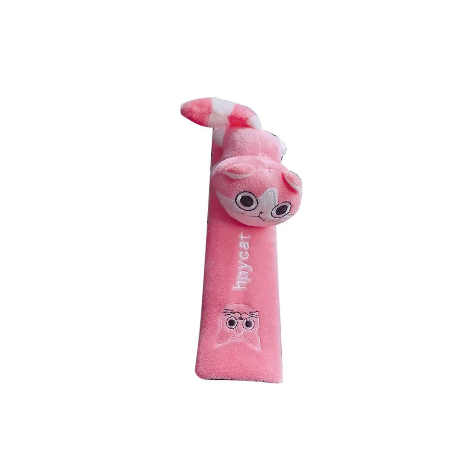 23cmかわいい漫画の車のシートベルトショルダーパッドSoftぬいぐるみ安全ベルトAutoPink猫用クッションカバー