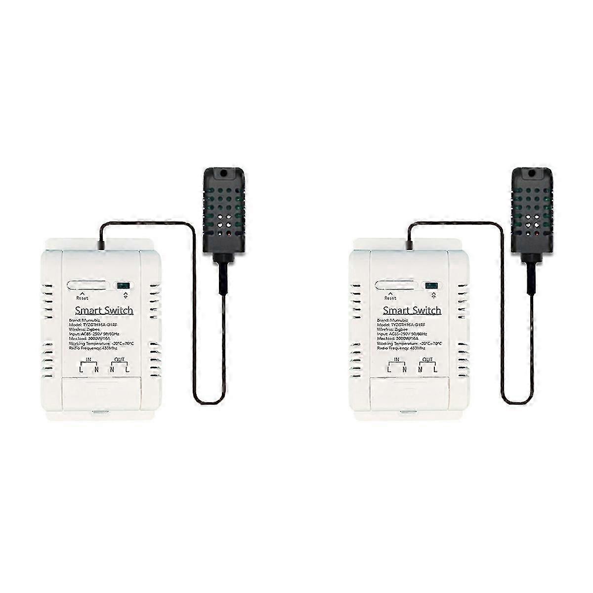2X For Tuya Zigbee Smart Switch With Temperature Humidity Sensor 16a 3000w Thermostat For Home Yande
