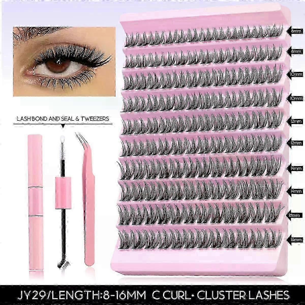 2025 DIY Eyelash Extension Kit with Individual Cluster Lashes and Glue Remover for Makeup