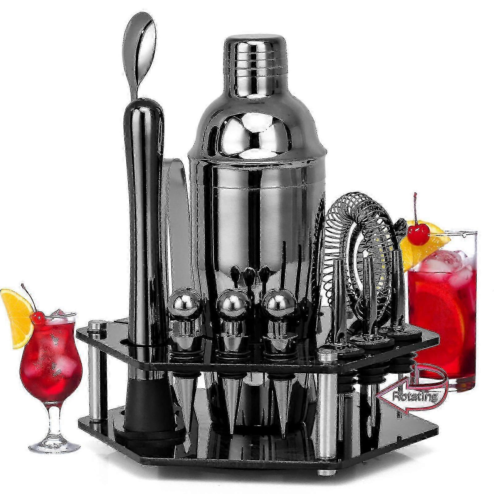 Ensemble de 14 outils de barman pivotants en acrylique en acier inoxydable