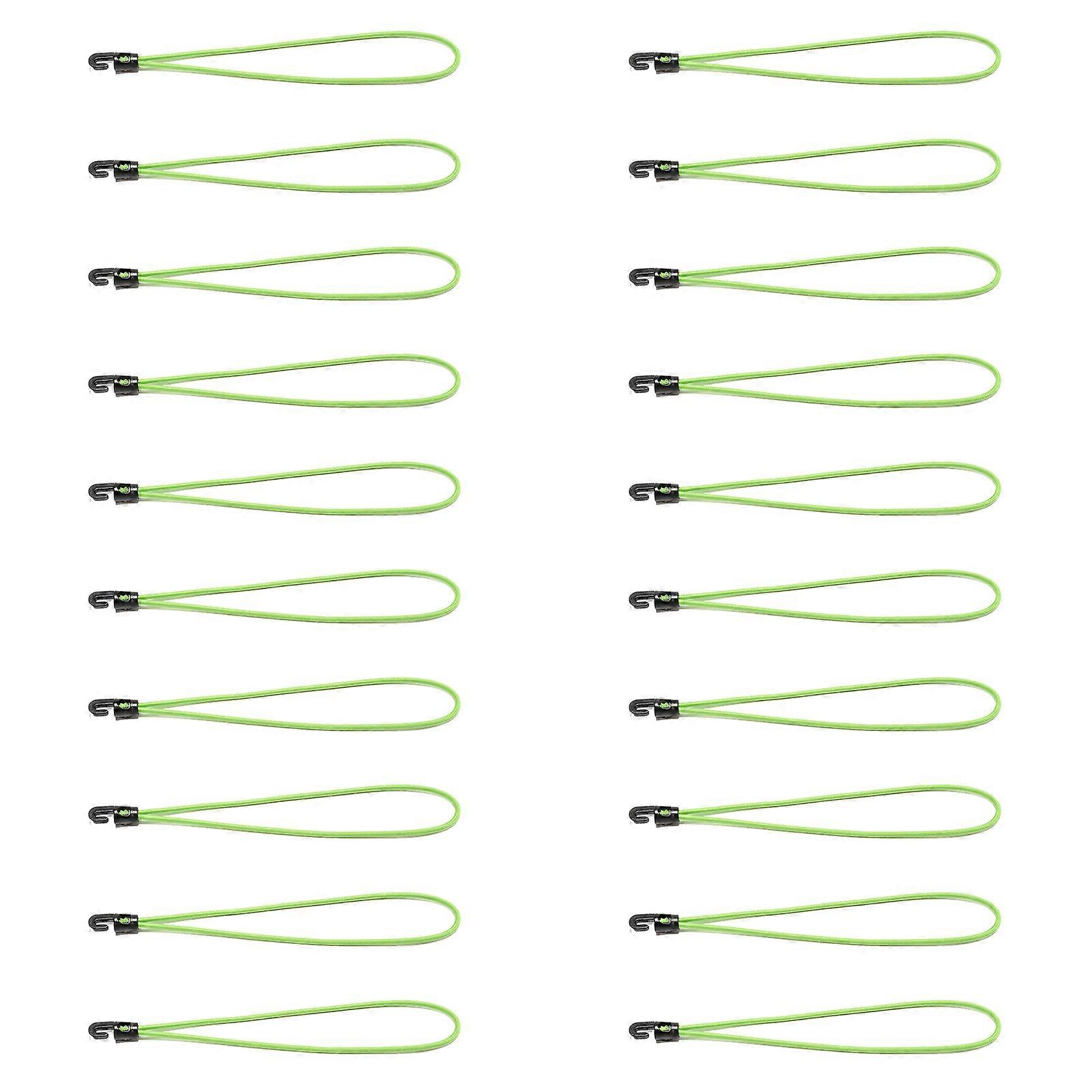 20Pieces Practical Rubber Tensioner Straps 10Cm High Elastics Hook For Camping Net Tarpaulin Banners Secure Fastening Green