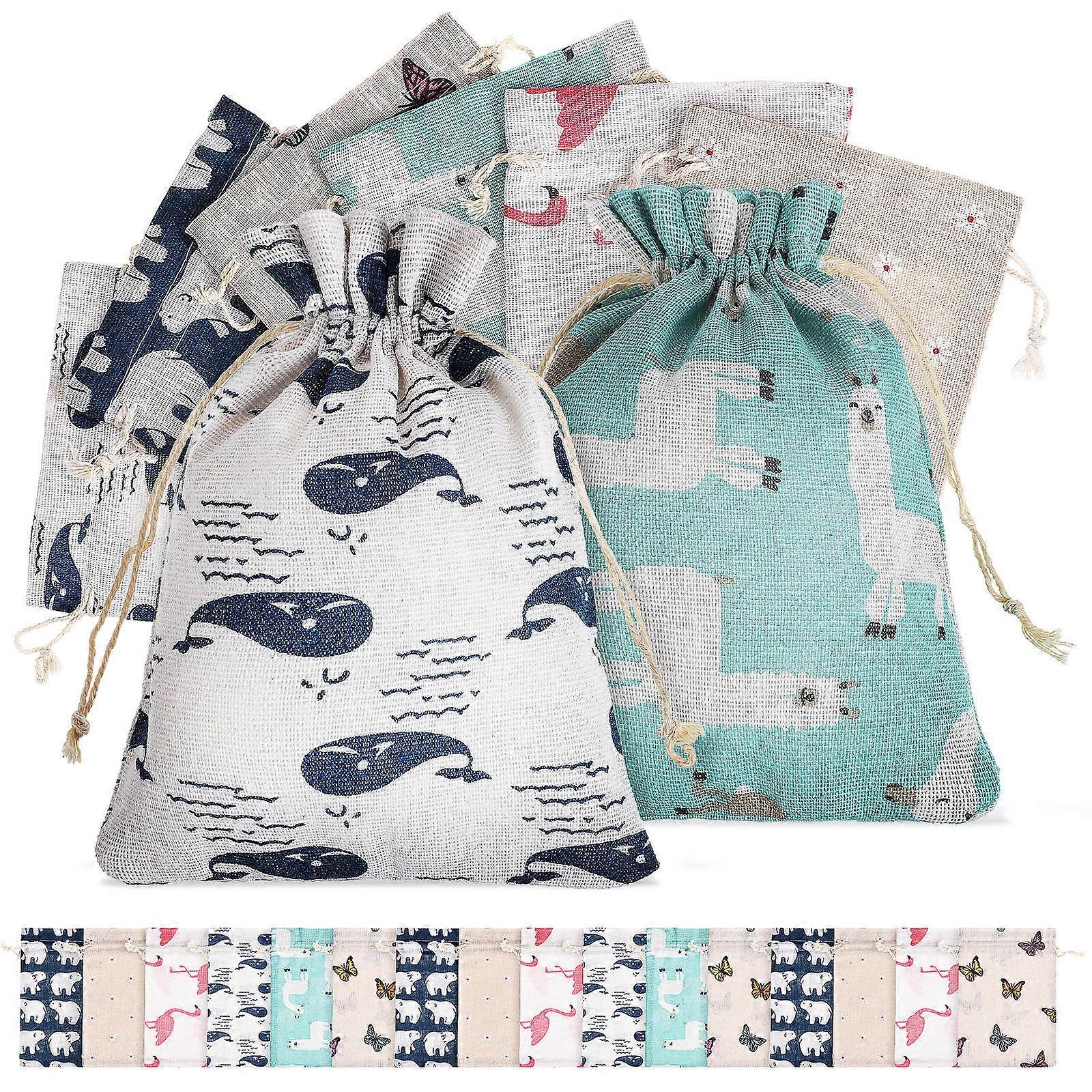 Gift Bags Drawstring Design Home Storage Assorted Colors 18.00X13.00X0.50CM Reusable 24Pcs
