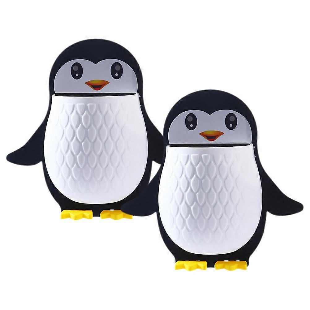 Penguin Shape Wall Mounted Storage Organizers Holders for Sundry Kitchen Bathroom Use Adhesive Design
