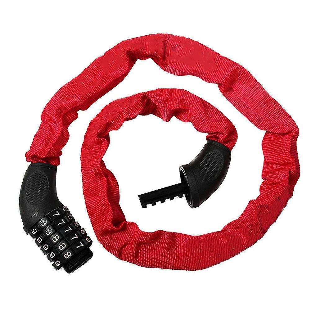 High Security Bike Lock Combination Chain Lock Red 80.00x3.50x3.50CM Anti- 1Pack