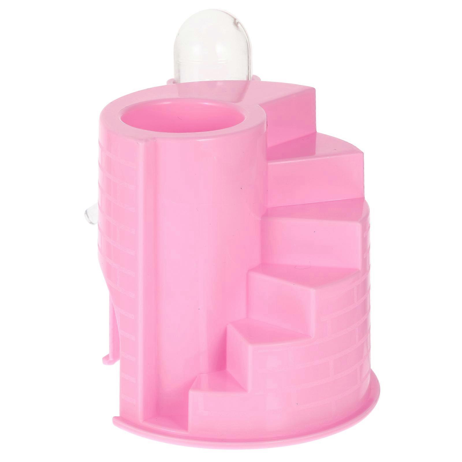 Pink Hamster House for Pet Use Made of ABS SafeFunny Decorative with Water Bottle 6x4x3 inches