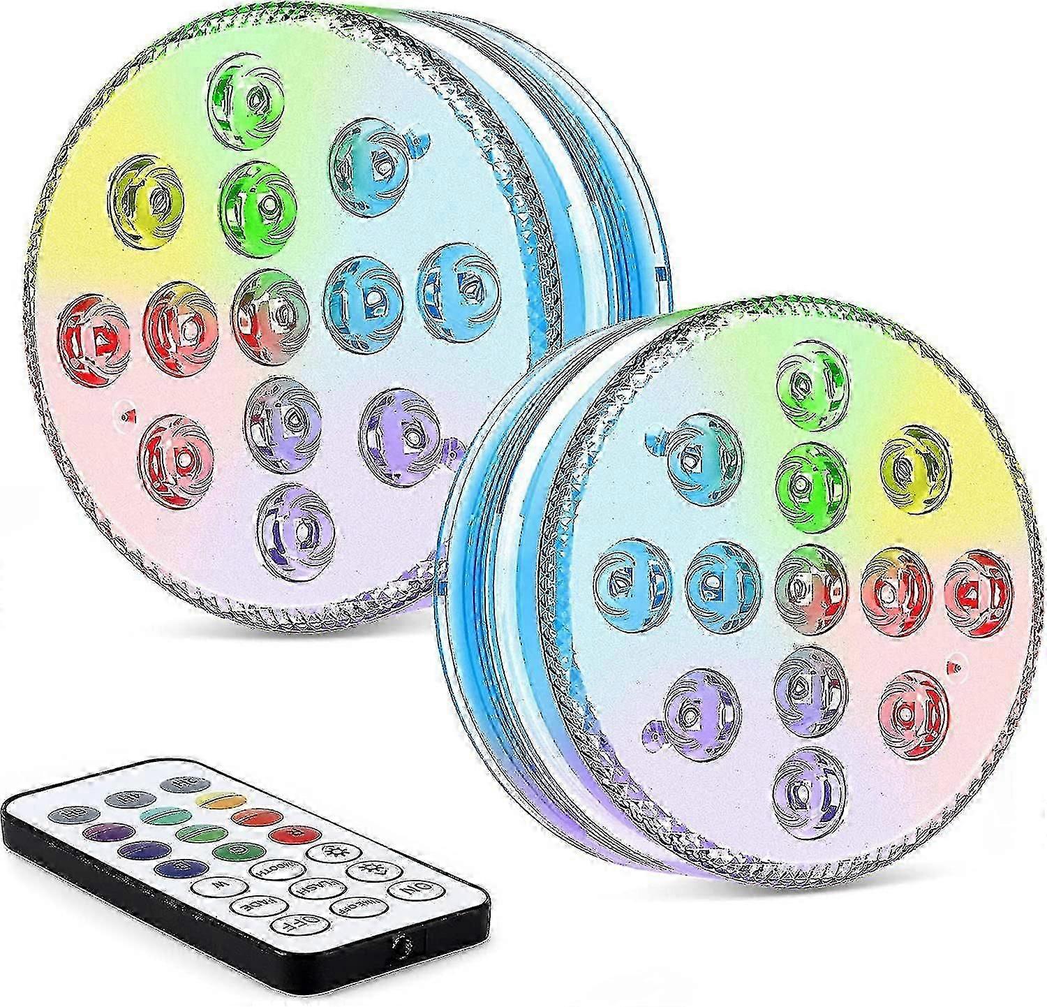 Submersible Led Lights 2 Pack 13-led Submersible Led Lamp 16 Rgb Colors Submersible Led Lights Ip68 Waterproof Led Lights With Remote Control Decorati