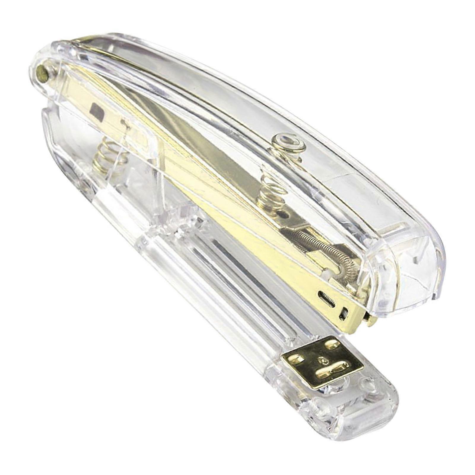 Stapler Minimalist Style Labor Saving Easy Stapling Comfortable Grip Acrylic Metal Handheld Stapler for Office School Gold
