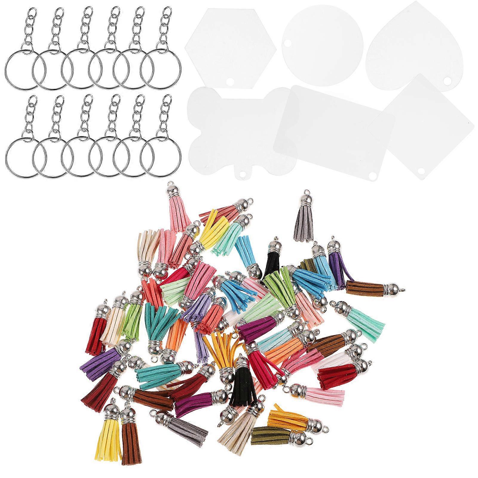300 Assorted Color Acrylic Blank Keychains for DIY Crafting and Decoration 3.5 x 1.5 Inches