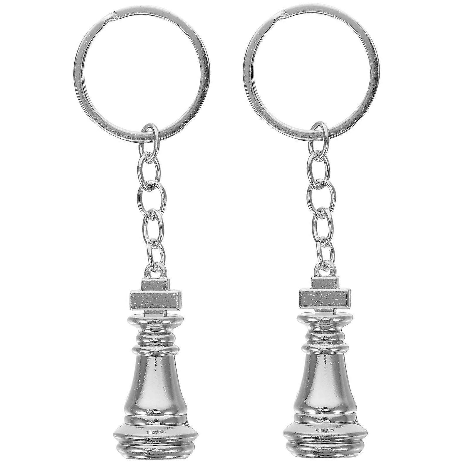 Stainless Steel Keychain Chess Pendant Keychain Bag Keychain Accessories 3.90X1.80X1.80CM Key Holder 2Pcs