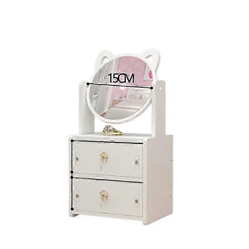 Makeup mirror with drawers Small double drawer round mirror model 1