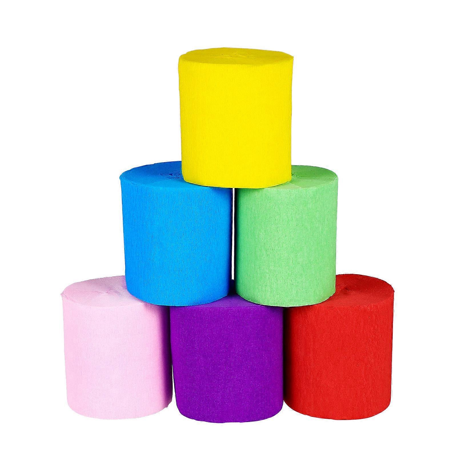 Crepe Paper Decoration Rolls Suitable For Various Occasions And Events 6 Rolls Set In Bright Assorted Colors