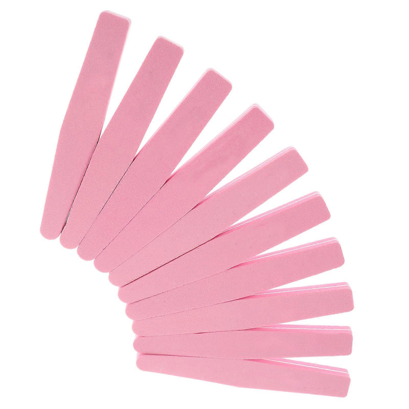 Pink Double Sided Sponge Nail Files for Polishing Suitable for Manicure and Nail Art 10pcs