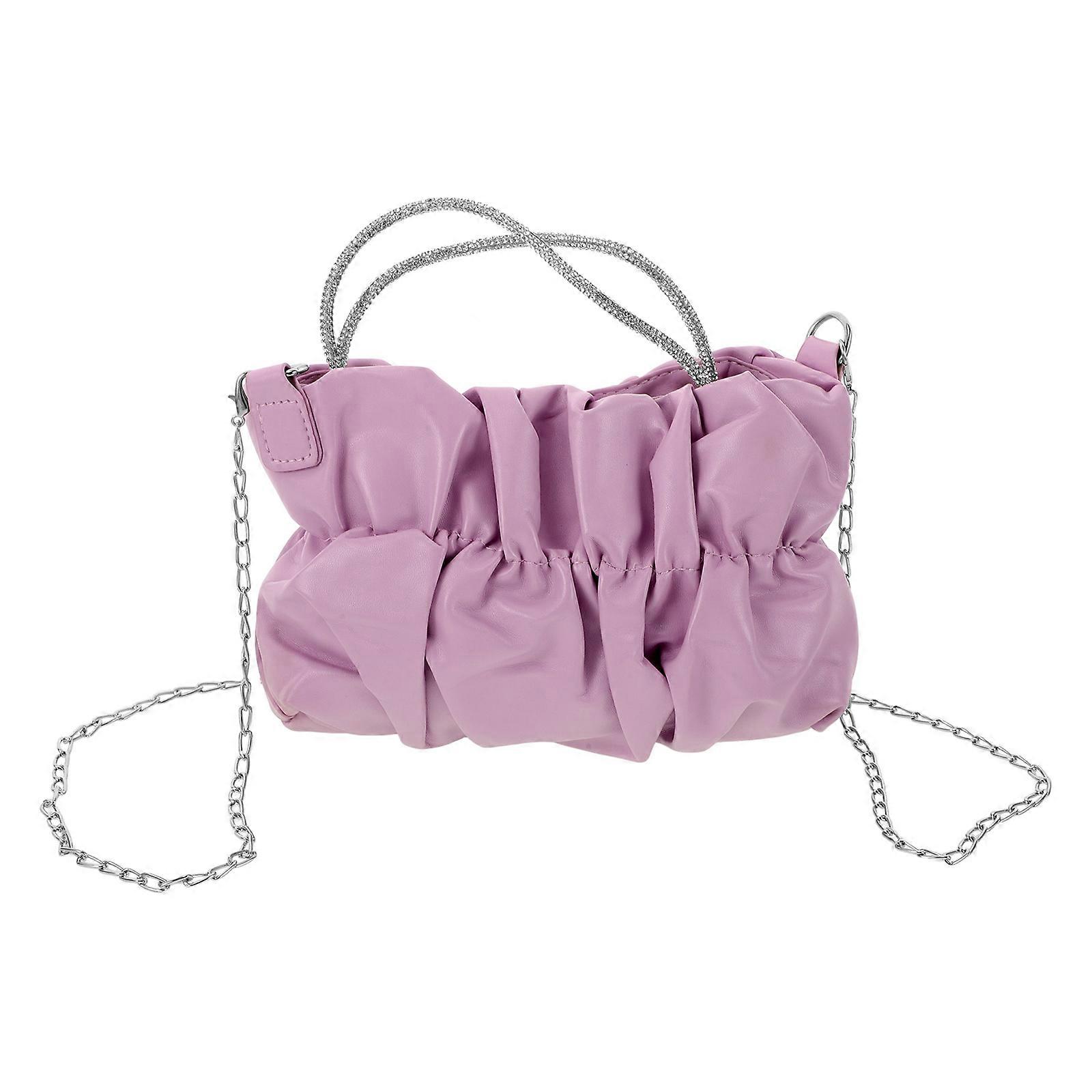 Ruched Handbag Striking Purple Women's Evening Bag for Cocktail Parties Stylish Compact Crossbody Purse with Soft Detailing for Fashion Enthusiasts