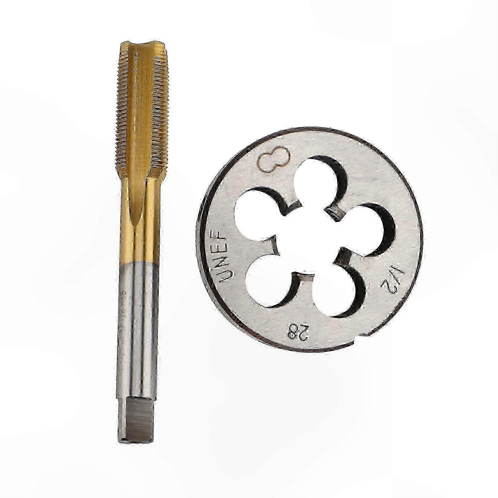 Titanium Coated HSS Tap and Die Set for Precision Threading in Mold Machining - 1/2-28 UNF Size