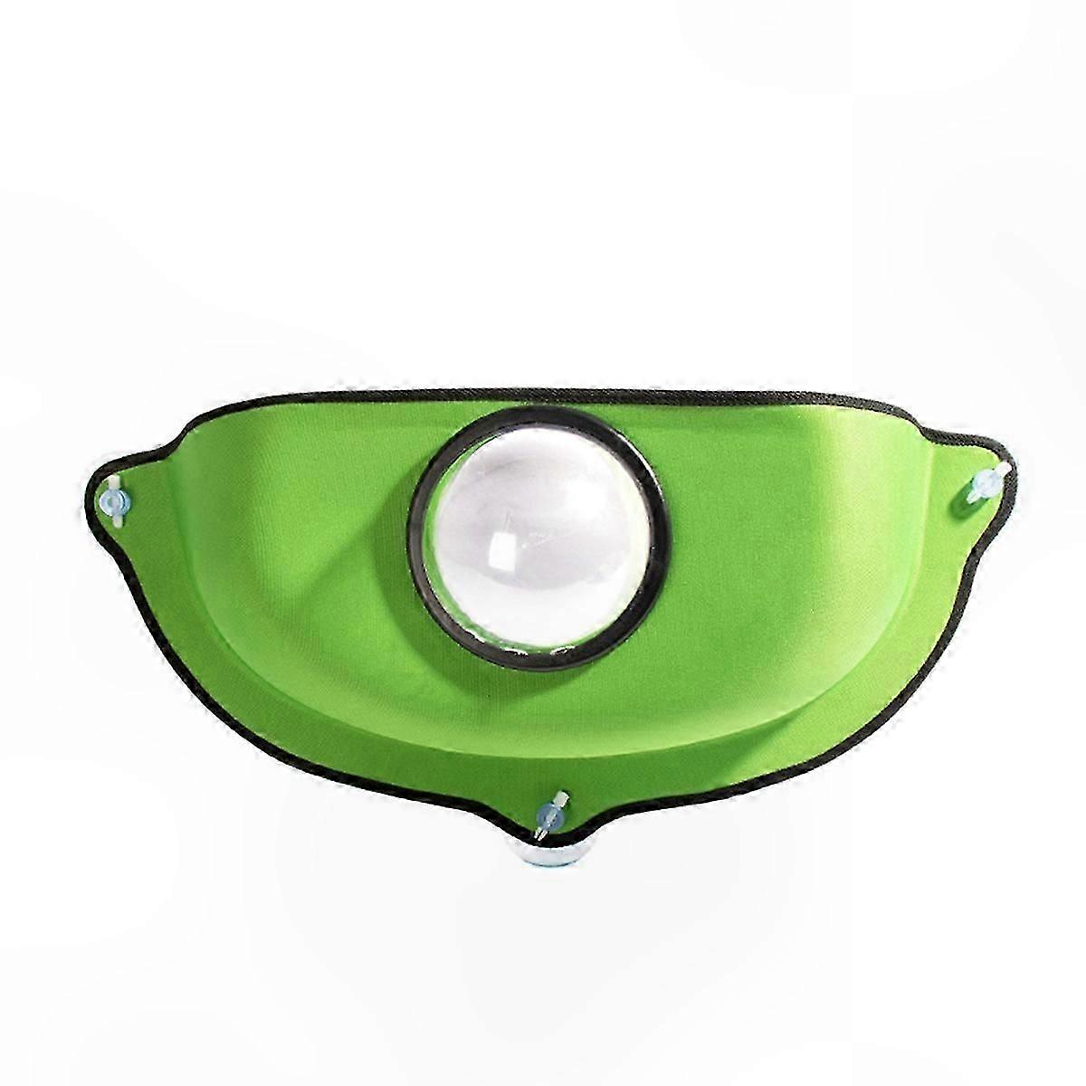 Green Cat Window Hammock with Sunbath Shelf for Feline Relaxation and Comfort