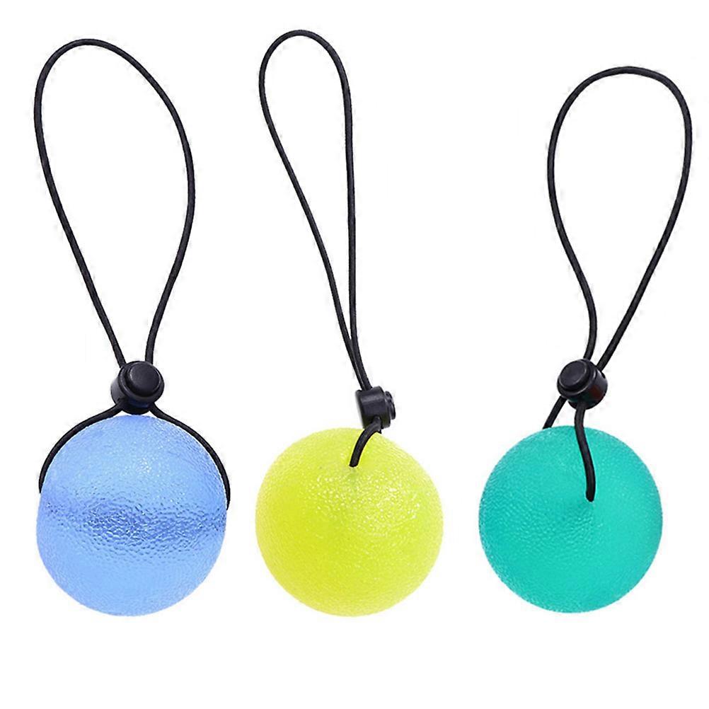 Silicone Grip Strengthen Ball for Decompression and Hand Exercises with Elastic String Assorted Color 3 Pcs