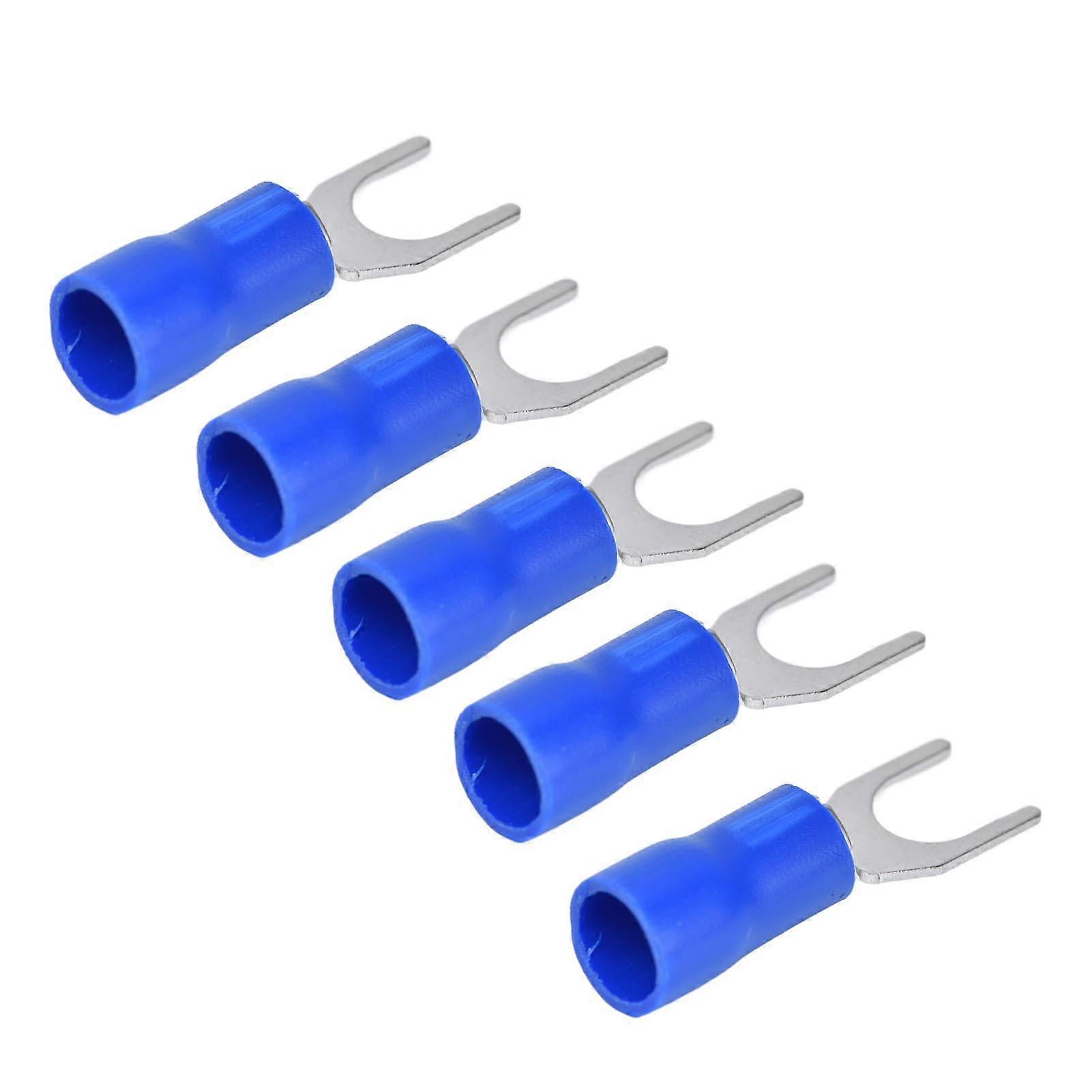 50Pcs Fork Terminals Insulated Spade U Type Wire Connector 12‑10AWG Cable Crimp SV5.5‑6 Blue
