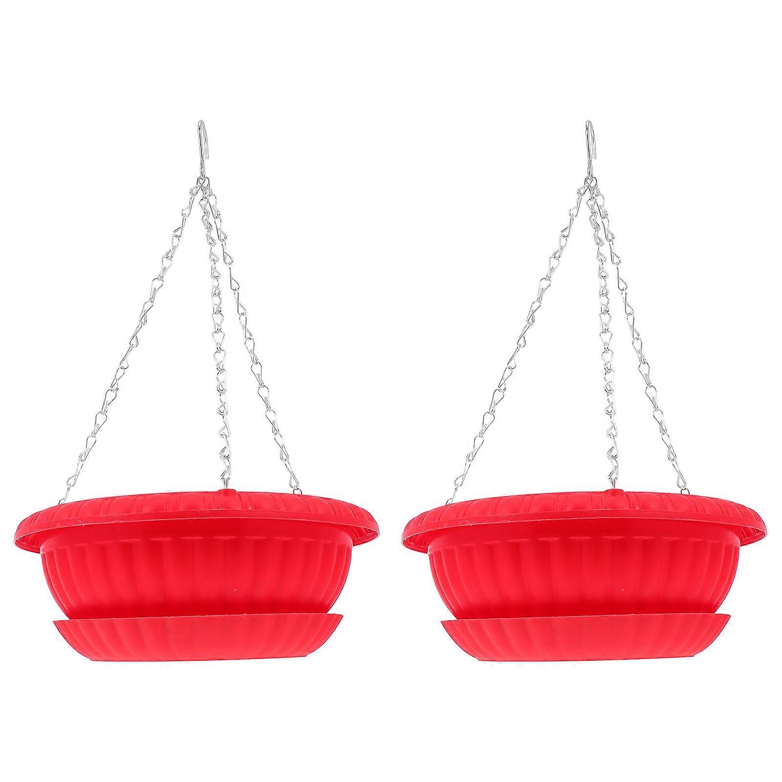 Red Hanging Flowerpot Made of Sturdy Plastic for Storage Practical and Decorative Fits Most Spaces