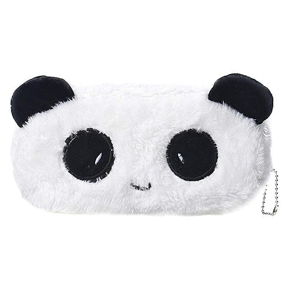 Black Plush Pencil Case For Kids Stationery Storage Rectangular Shape Easy To Organize 1Pc