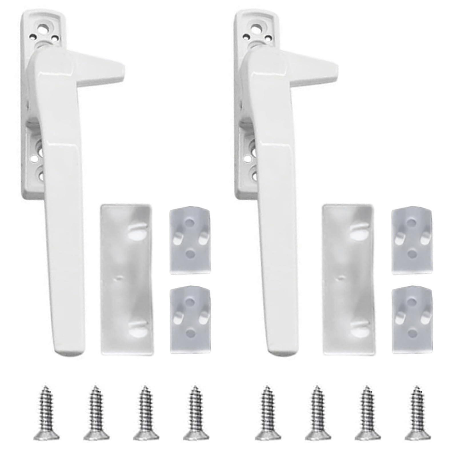 Pack of 2 Window Handles, Security Lock Design, Balcony Door Handle, Thick Base Plate (White)