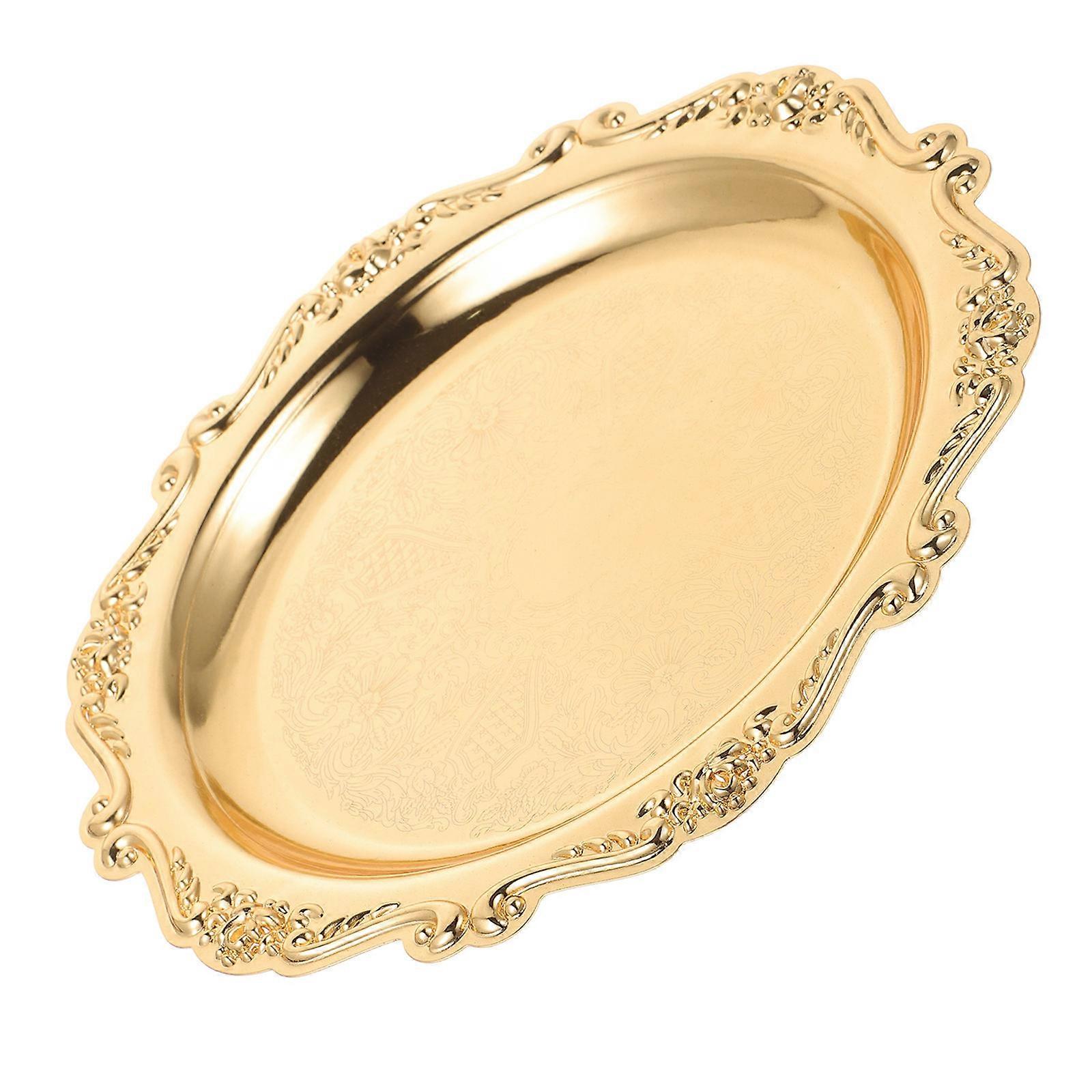 Serving Tray Golden Unbreakable Table Tray Snack Serving Platter for Home Use