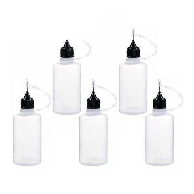 5 Piece Needle Tip Adhesive Applicator Bottle Set - 5ml, 10ml, 20ml, 30ml, 50ml for Paper Quilling, DIY Scrapbooking Crafts - Black 50ml