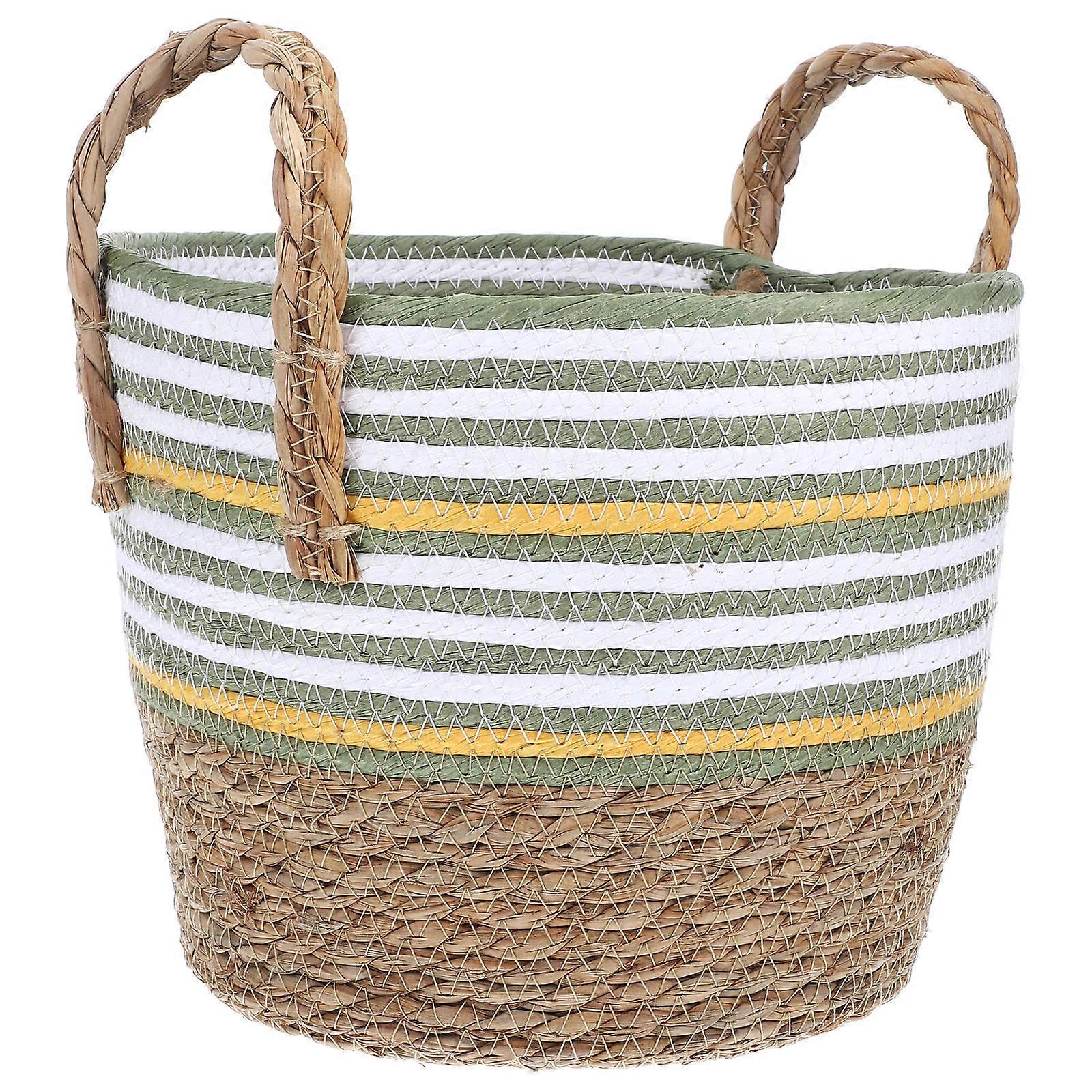 Natural Woven Organizer Basket Set of 2 for Home Storage Books and Snacks Rustic Style