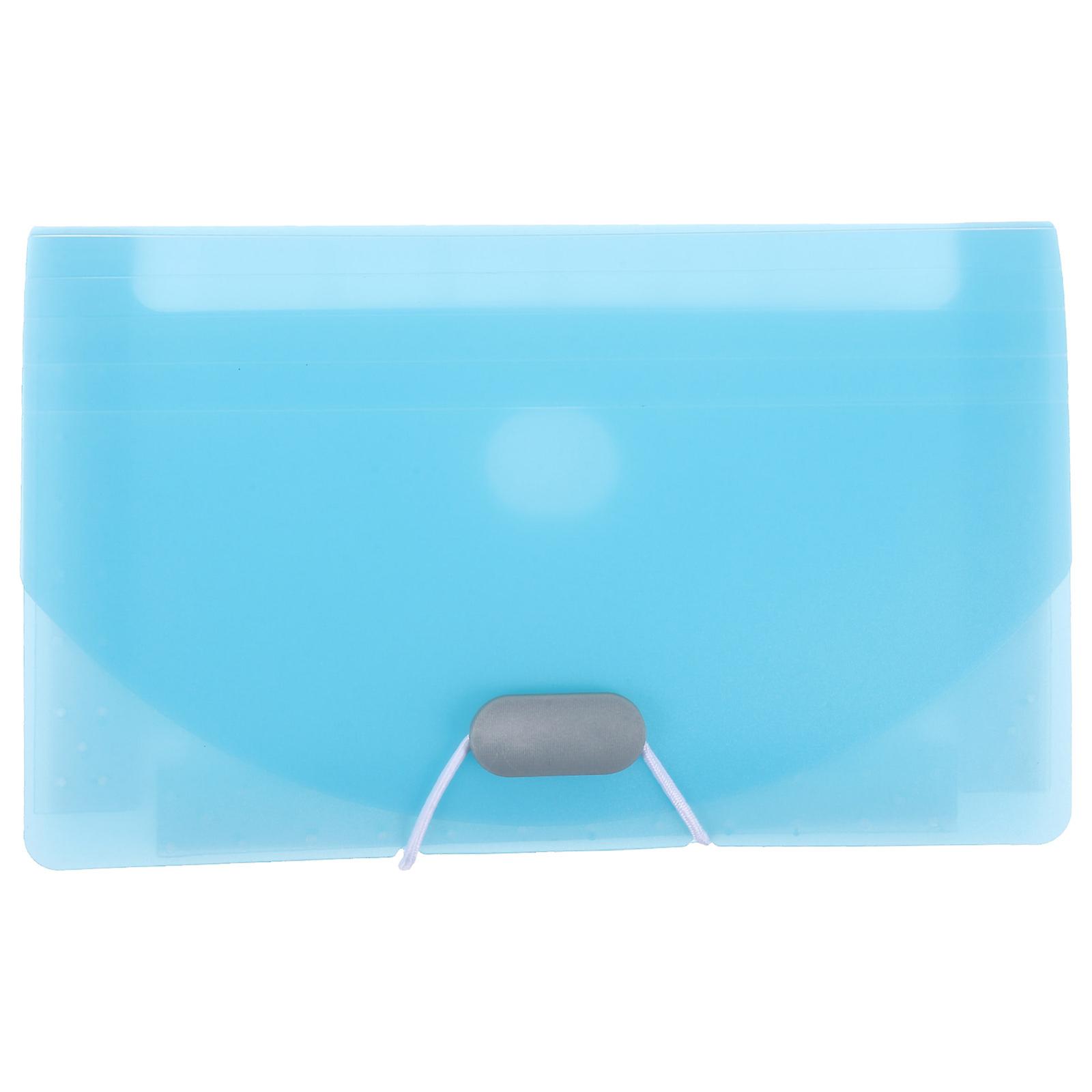Portable Accordion File Organizer Multi Pocket Folder with Button Closure Large Capacity Document Receipt Holder for Office Travel Blue
