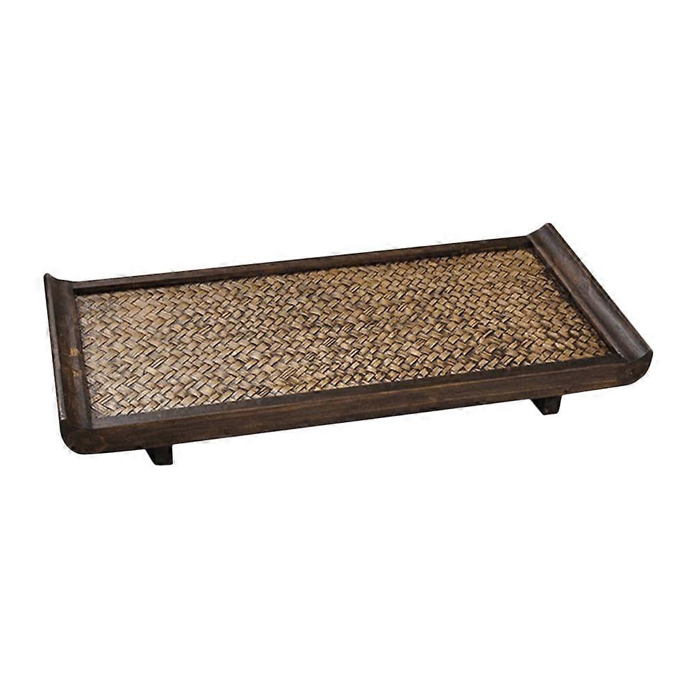 Bamboo Wood Serving Tray for Decoration Simple Design Coffee Color Perfect for Snacks and Parties 11.8 x 7.9 Inches