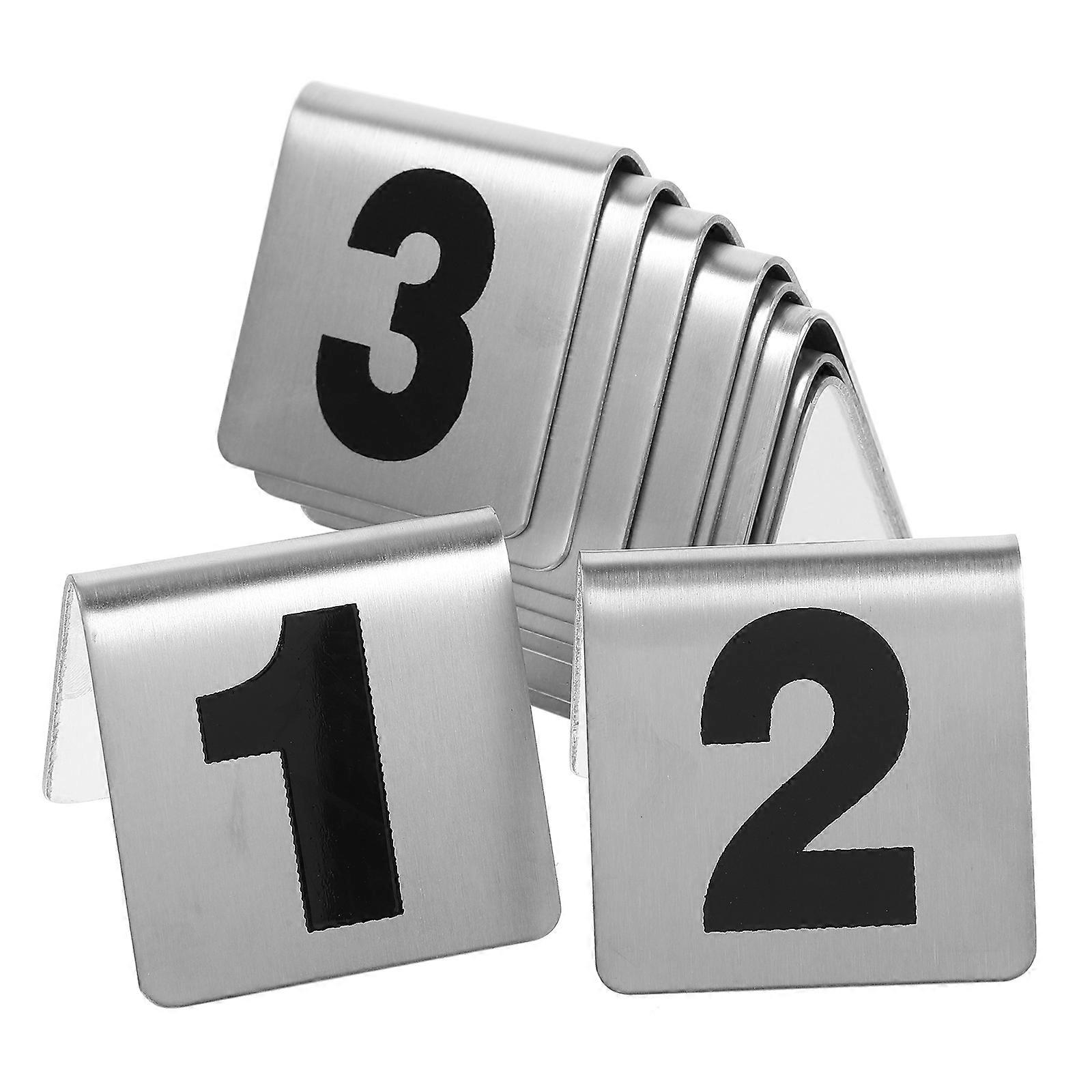 10pcs Double Sided Stainless Steel Table Numbers for Wedding Banquet Guest Seating & Event Table Tents