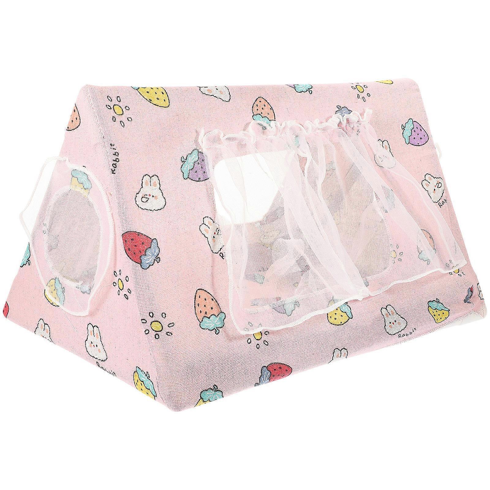 Hamster Cozy Hideout Protect Teeth for Small Pet Owners Fabric Pink 1Set