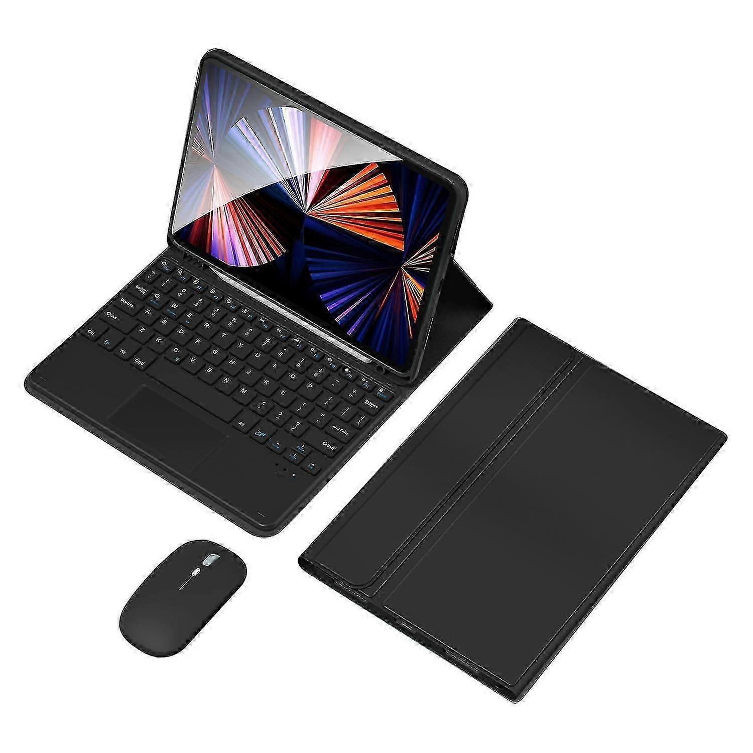 Pour iPad 10.9 (2022) Étui-clavier sans fil avec souris, PU Folio Flip Cover Étui clavier Bluetooth