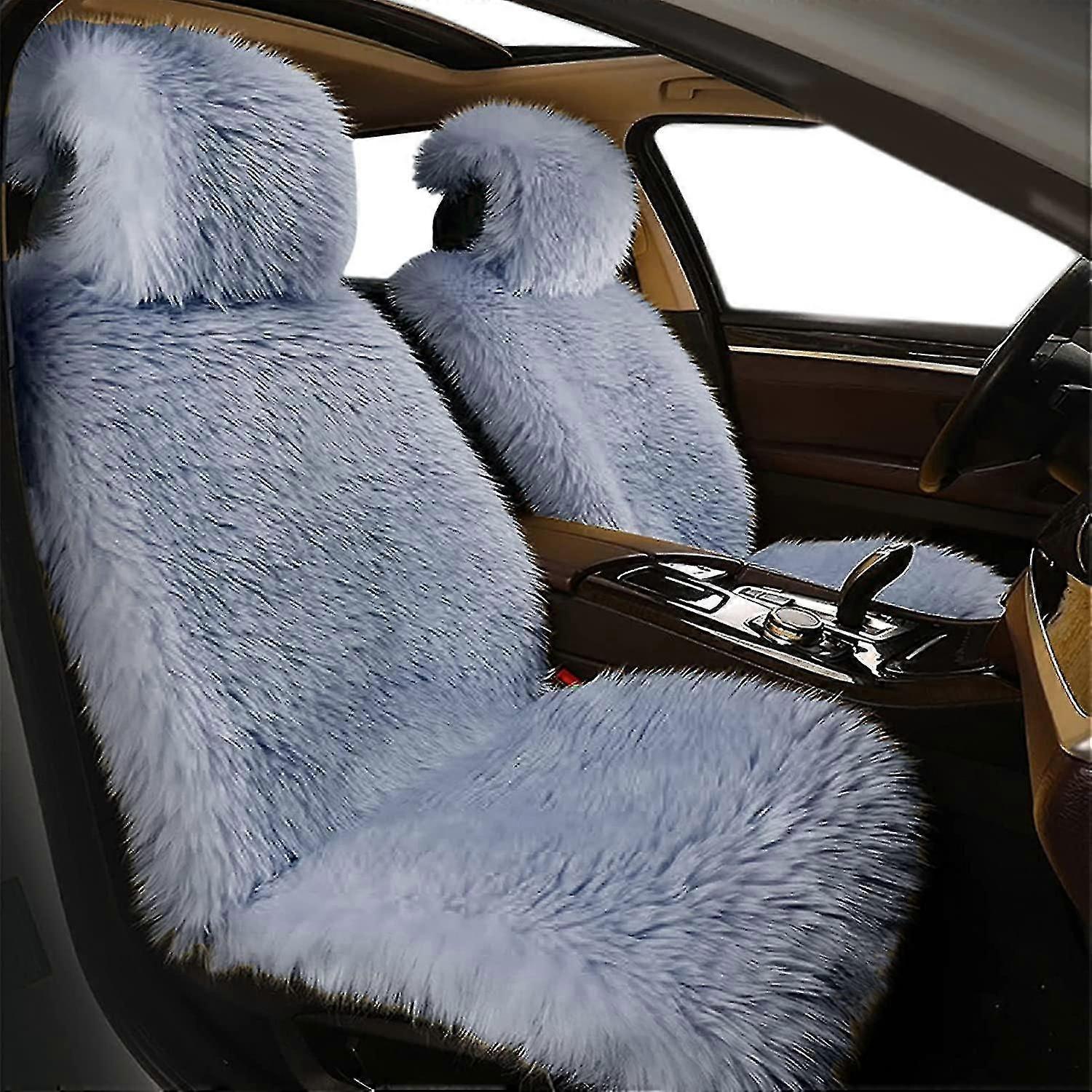 Authentic Australian Sheepskin Seat Covers with Sleek Design, Soft Long Wool for Full Size Cars - Winter Seat Cushion Cover Protector